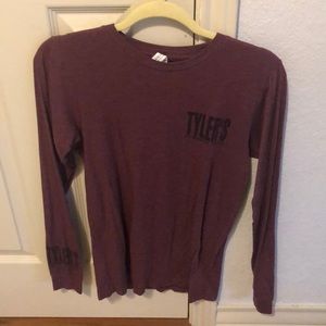 maroon tyler’s shirt
